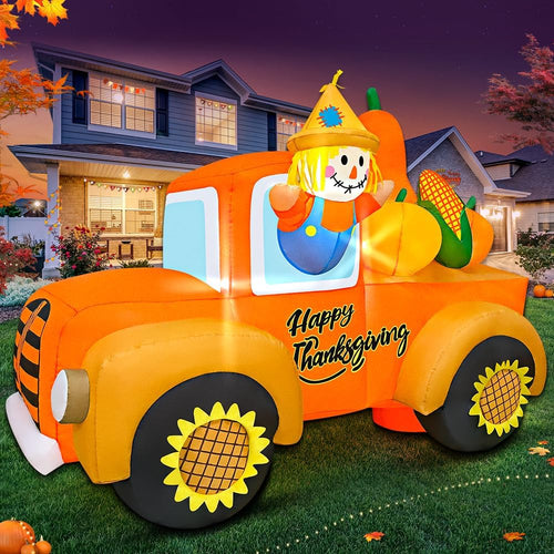6 ft Inflatable Scarecrow Driving a Car, Thanksgiving outdoor decoration