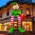 8 ft Inflatable Sitting Elf with Gift Box, Christmas outdoor decoration